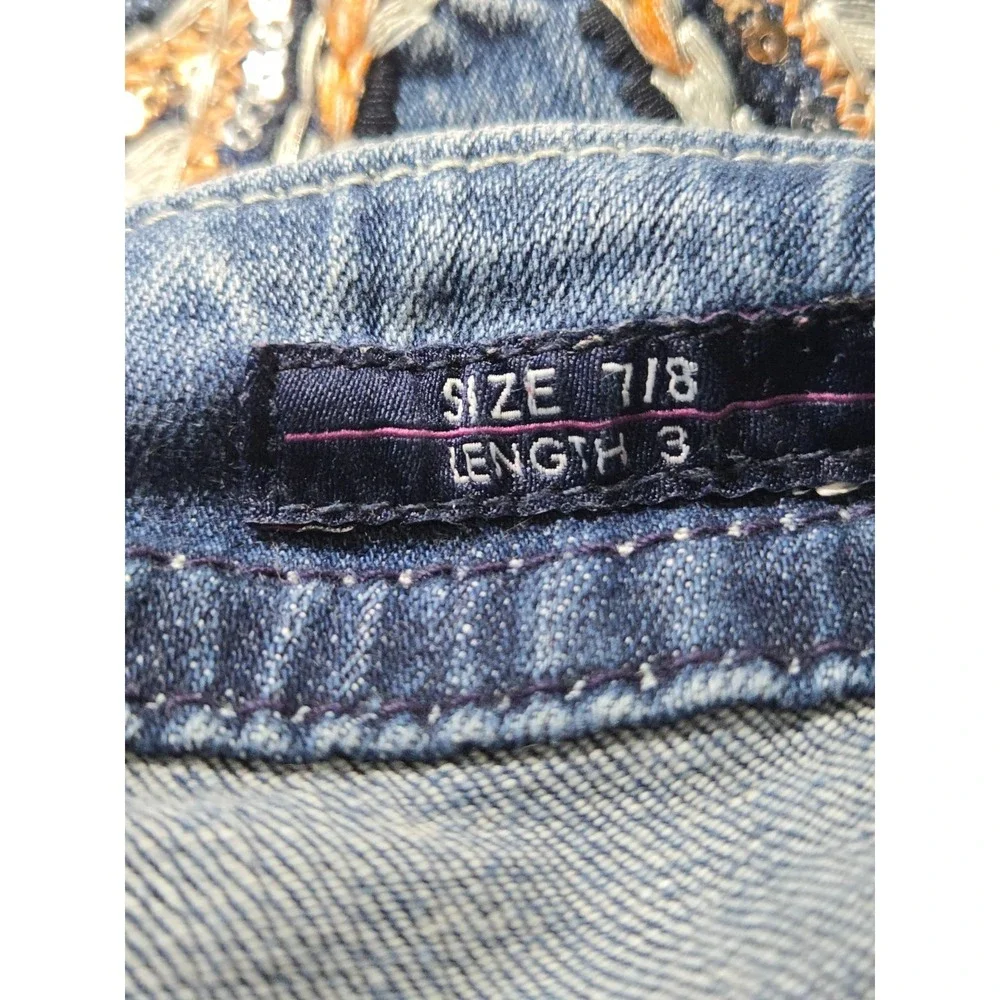 Vigoss The Dublin Short 7/8‎ Cotton Blend Y2K McBling Festival Sequin Denim